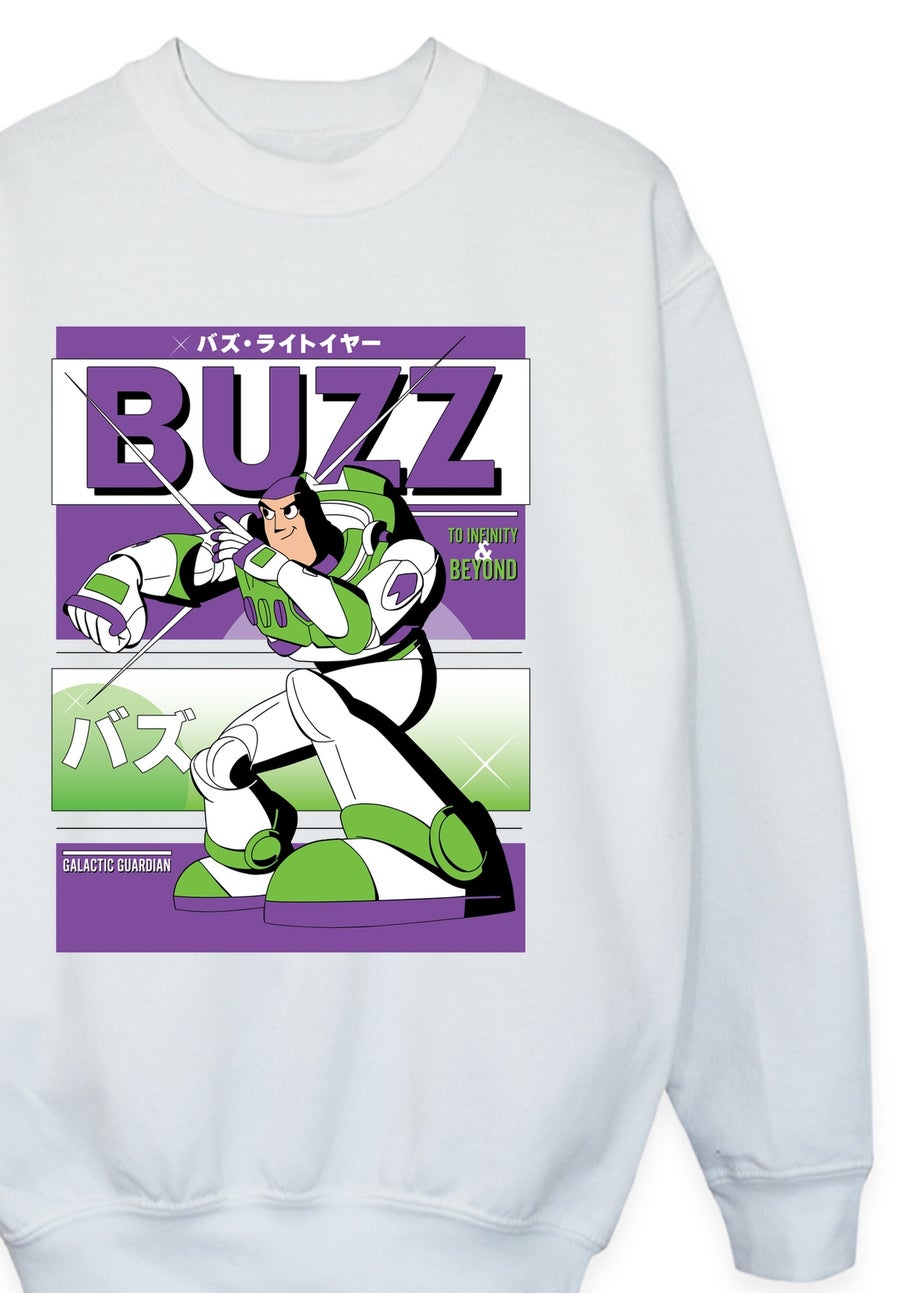 Ada & Ted Disney Toy Story Buzz Poster Boys White Graphic Sweatshirt (3-13 Years)