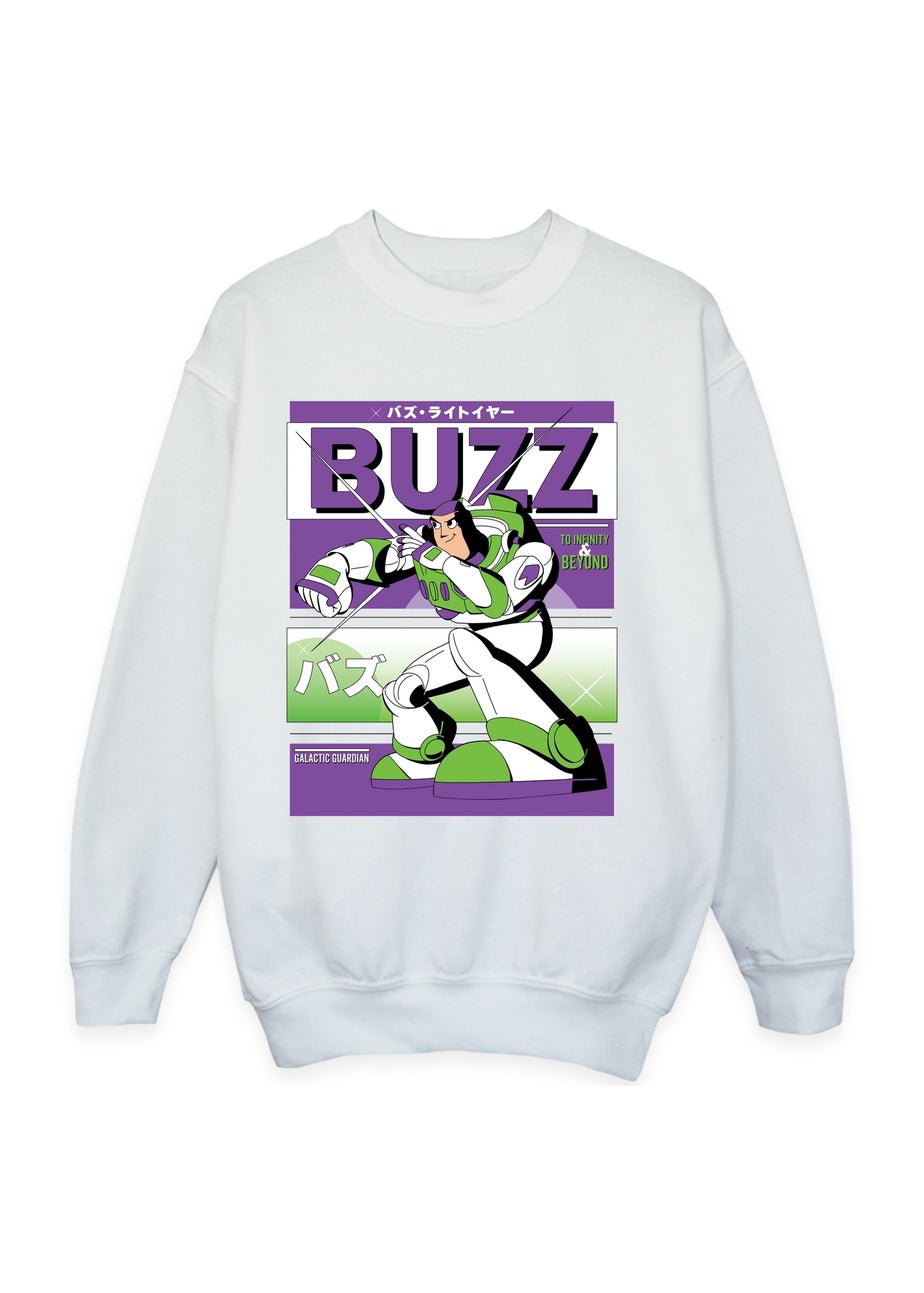 Ada & Ted Disney Toy Story Buzz Poster Boys White Graphic Sweatshirt (3-13 Years)