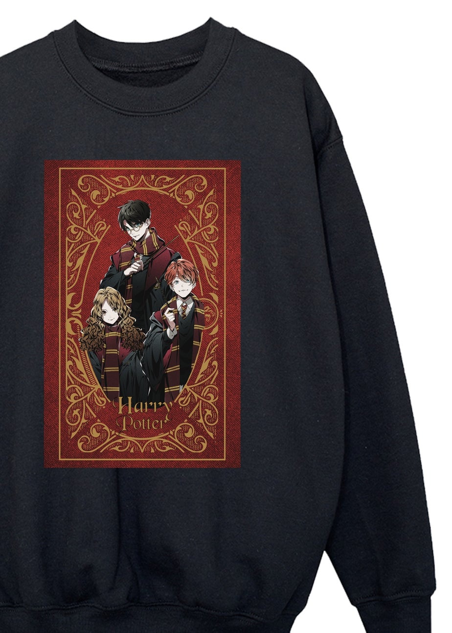 Ada & Ted Harry Potter Book Cover Girls Black Graphic Sweatshirt (3-13 Years)