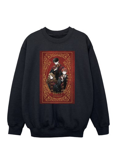 Ada & Ted Harry Potter Book Cover Girls Black Graphic Sweatshirt (3-13 Years)