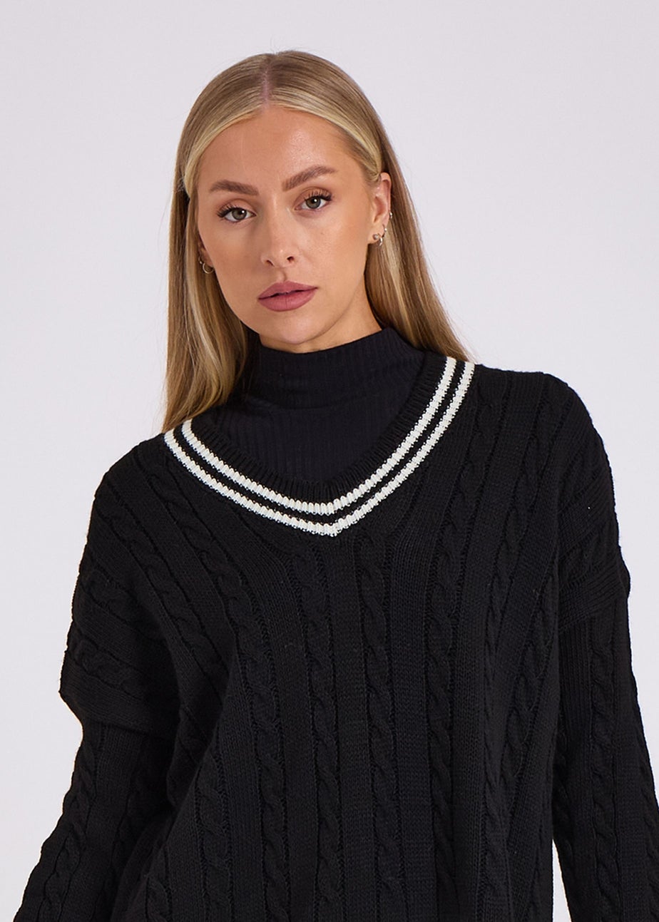 Gini London Stripe Sports Cricket Oversized Jumper