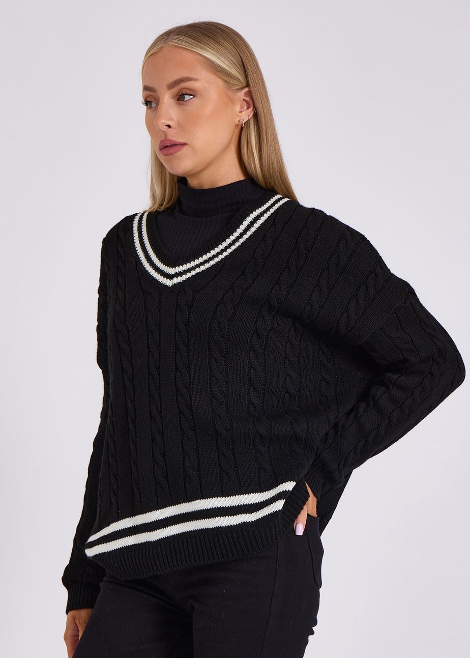 Gini London Stripe Sports Cricket Oversized Jumper