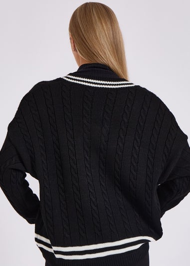 Gini London Stripe Sports Cricket Oversized Jumper