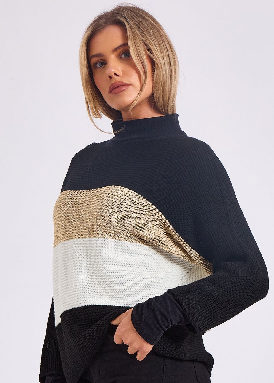 Gini London Stripe Knit slash Neck Oversized Jumper