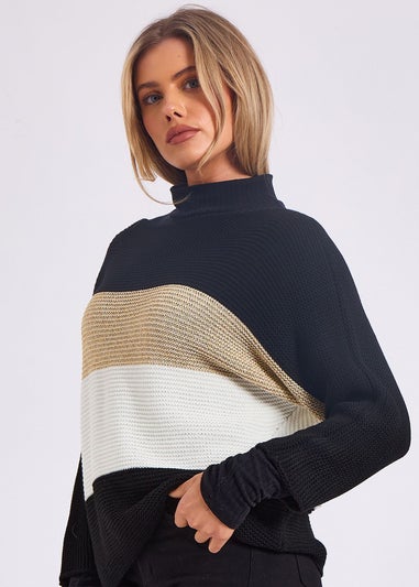 Gini London Stripe Knit slash Neck Oversized Jumper