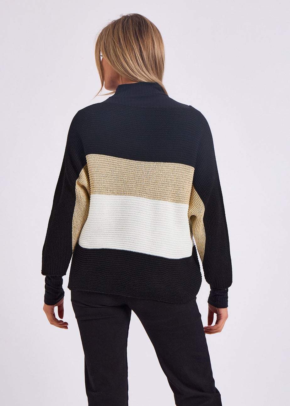 Gini London Stripe Knit slash Neck Oversized Jumper