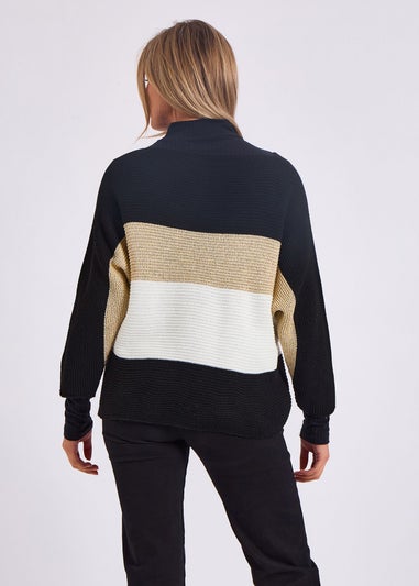 Gini London Stripe Knit slash Neck Oversized Jumper
