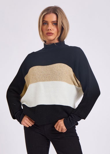 Gini London Stripe Knit slash Neck Oversized Jumper