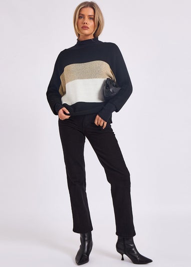 Gini London Stripe Knit slash Neck Oversized Jumper