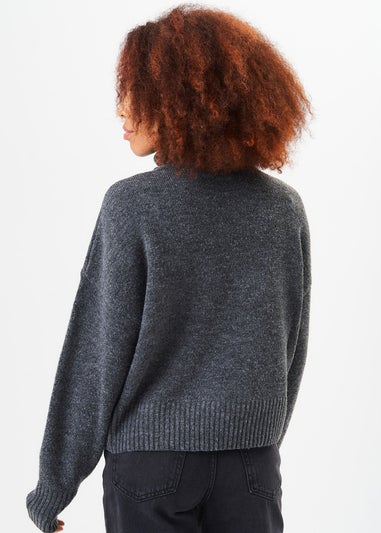 Gini London Grey Roll Neck Oversized Jumper