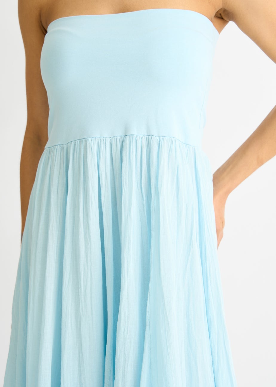 Gini London Blue Cotton Multiway Waistband Skater Skirt Dress