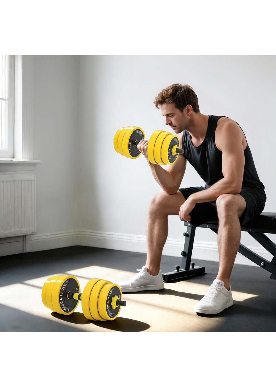 HOMCOM Barbell & Dumbbell Set Fitness Exercise Home Gym Plate Bar Clamp Rod