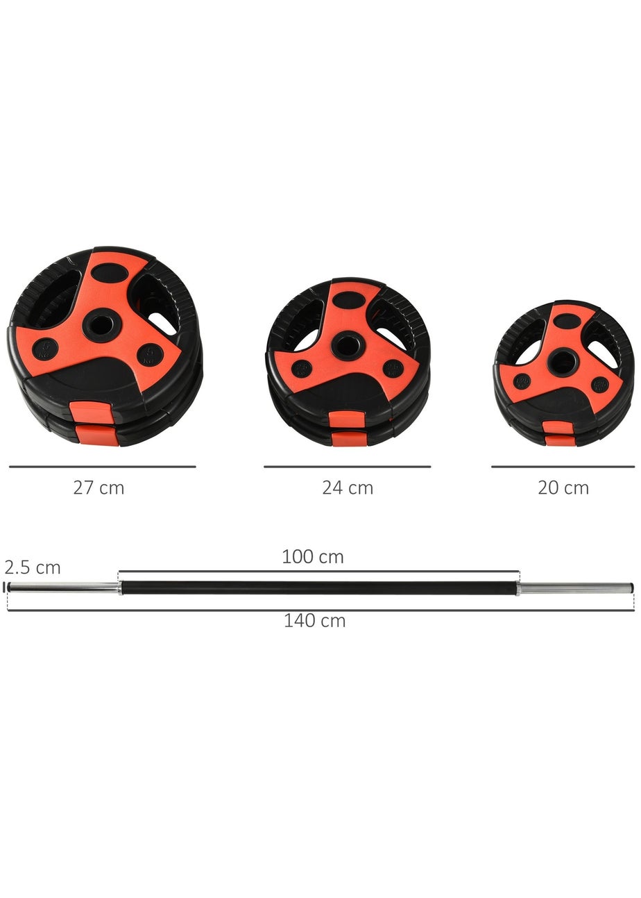 SPORTNOW 20kg Adjustable Barbell Weights Set for Home Gym Strength Training