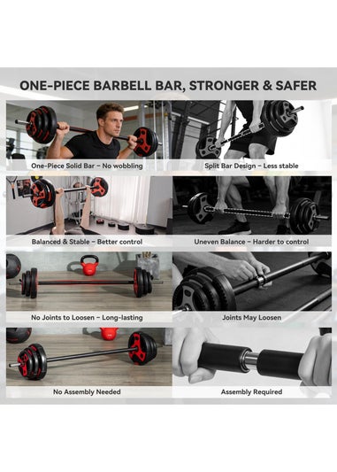 SPORTNOW 20kg Adjustable Barbell Weights Set for Home Gym Strength Training