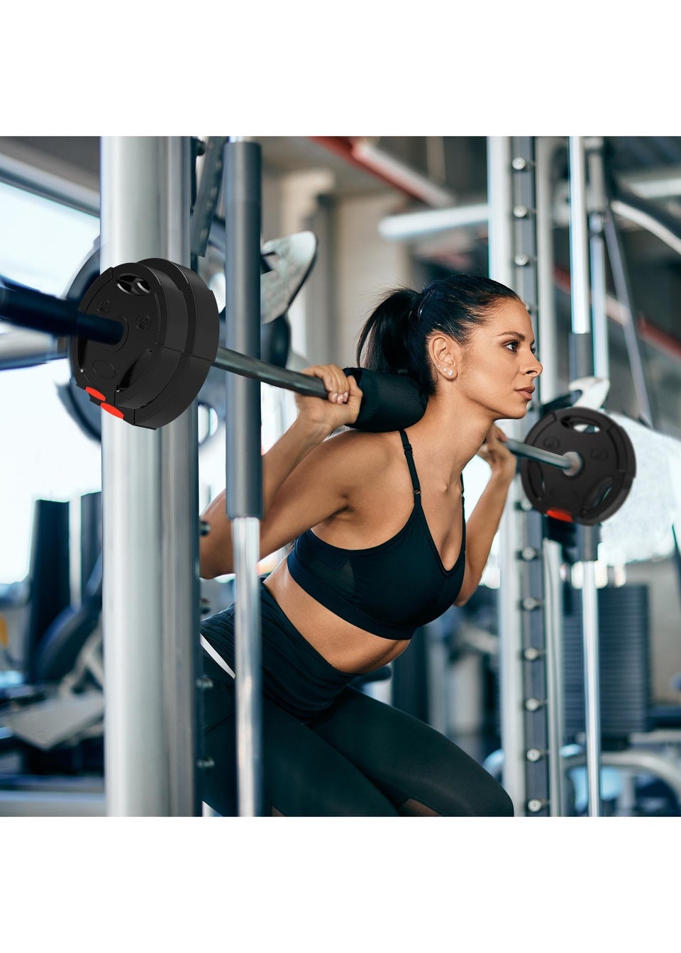 SPORTNOW Olympic Weight Plates Set for Home Gym Black