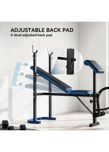 HOMCOM Adjustable Weight Bench with Leg Developer Barbell Rack for Home Gym