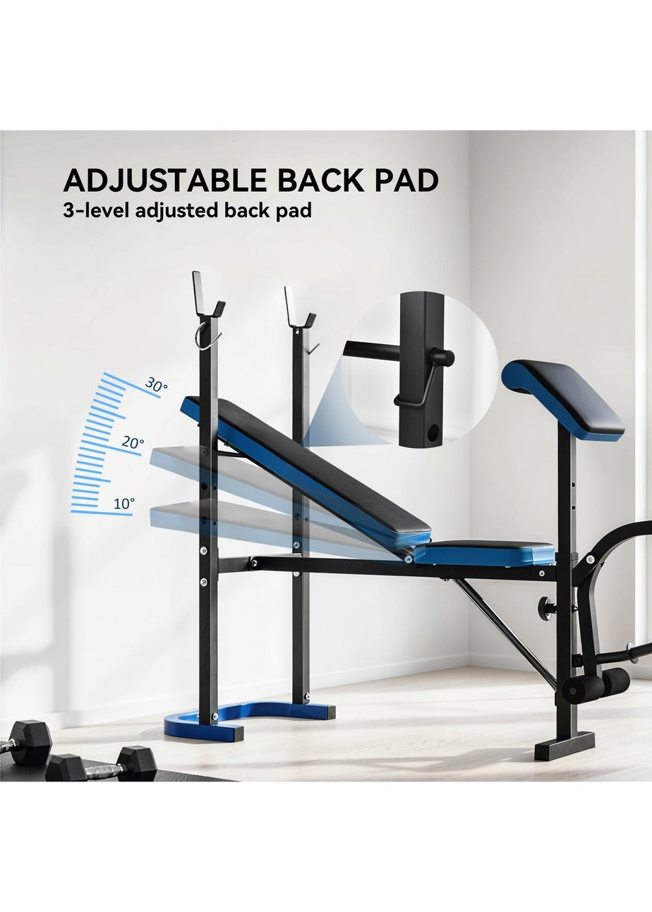 HOMCOM Adjustable Weight Bench with Leg Developer Barbell Rack for Home Gym