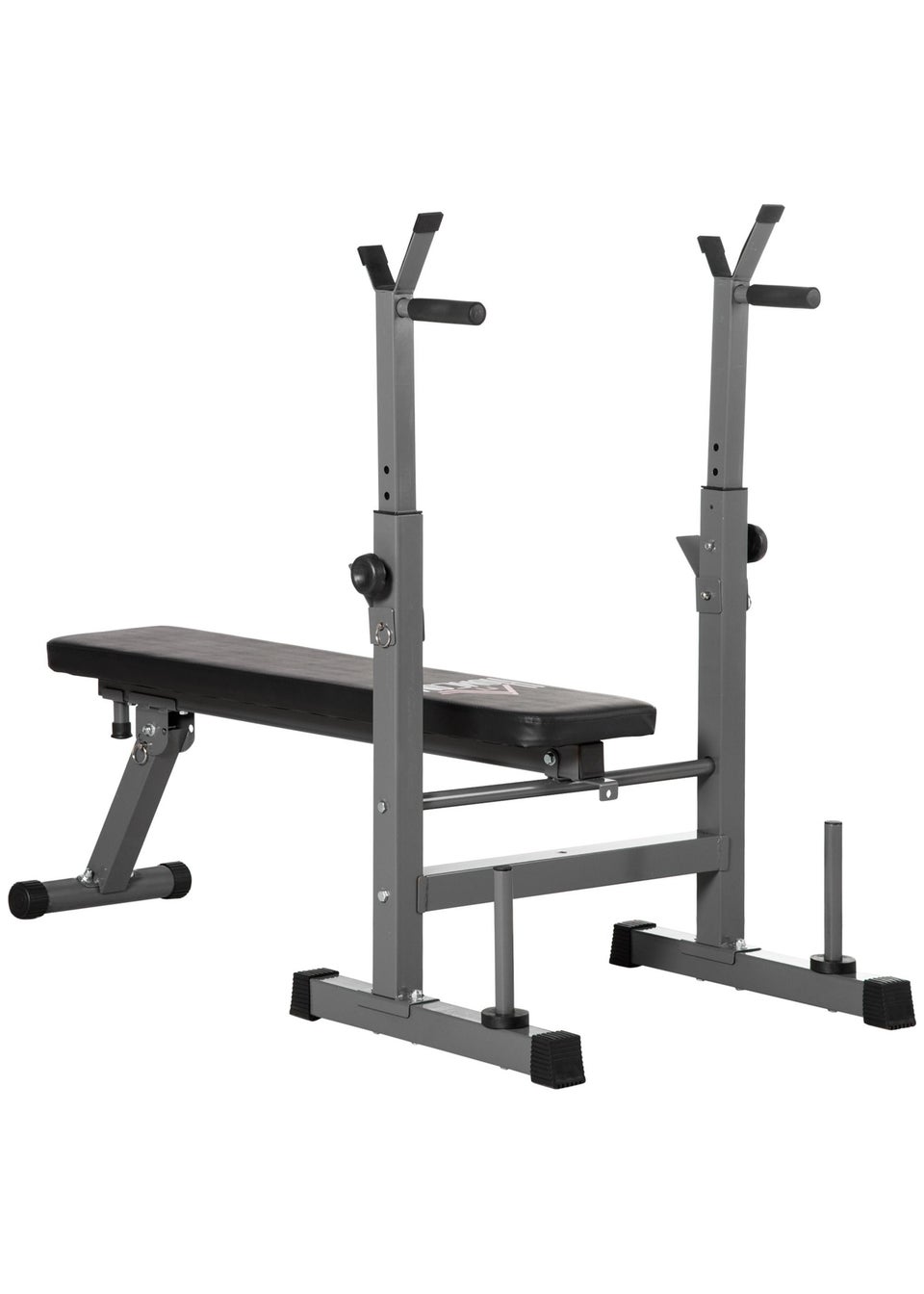 HOMCOM Adjustable Weight Bench with Barbell Rack, Dip Station, Grey