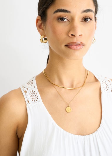 Gini London White Crochet Panel Double Layer Cotton Mini Dress