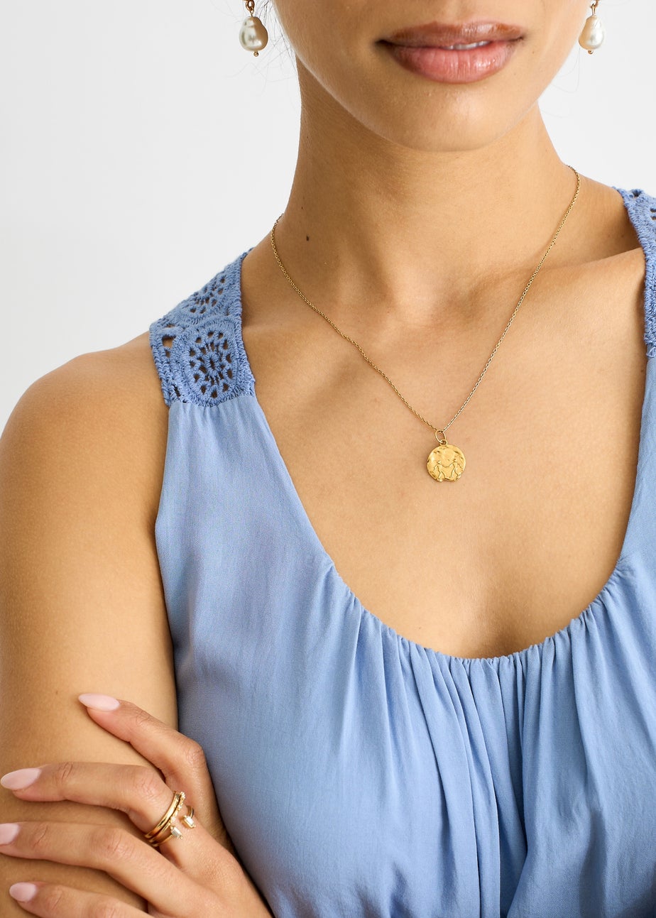 Gini London Denim Crochet Panel Double Layer Cotton Mini Dress