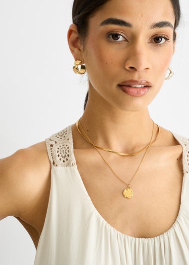 Gini London Beige Crochet Panel Double Layer Cotton Mini Dress