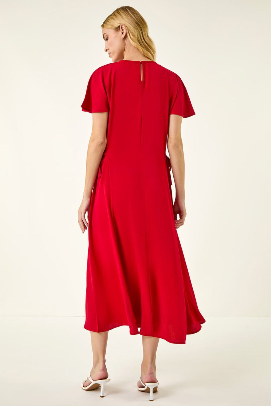 Roman Red Side Tie Detail Midi Dress