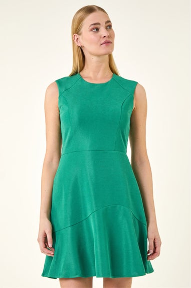 Roman Green Textured Stretch Skater Dress