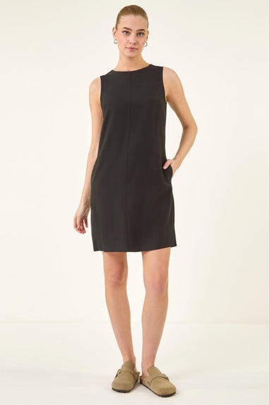Roman Black Seam Detail Pocket Shift Dress