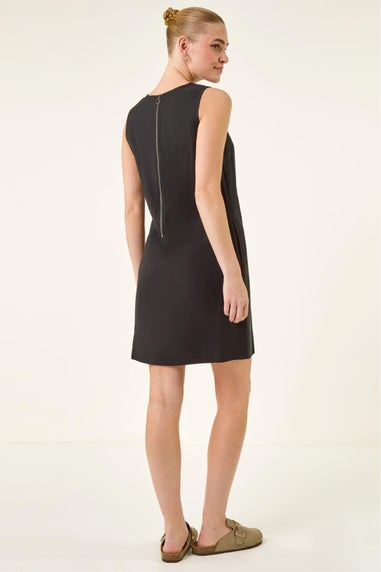 Roman Black Seam Detail Pocket Shift Dress