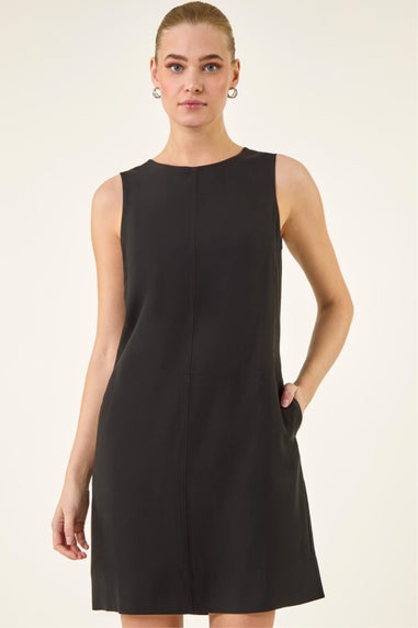 Roman Black Seam Detail Pocket Shift Dress