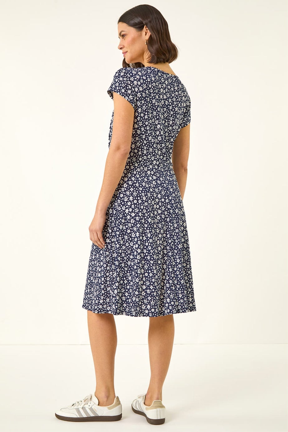 Roman Navy Ditsy Floral Spot Tea Dress