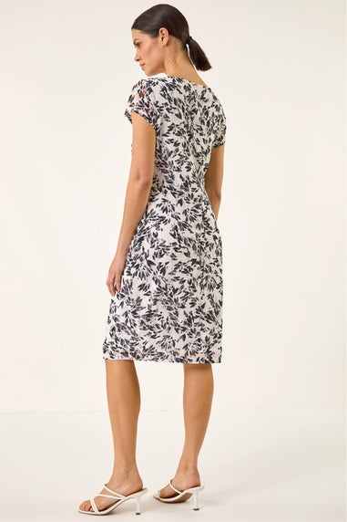 Roman White Heart Print Lace Stretch Dress