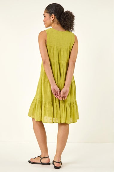 Roman Lime Cotton Trim Detail Smock Dress
