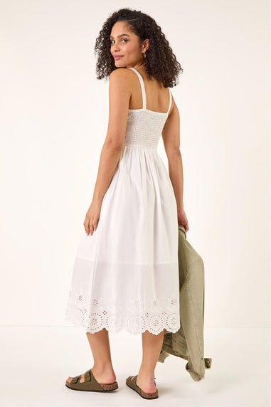 Roman White Crochet Strappy Midi Dress