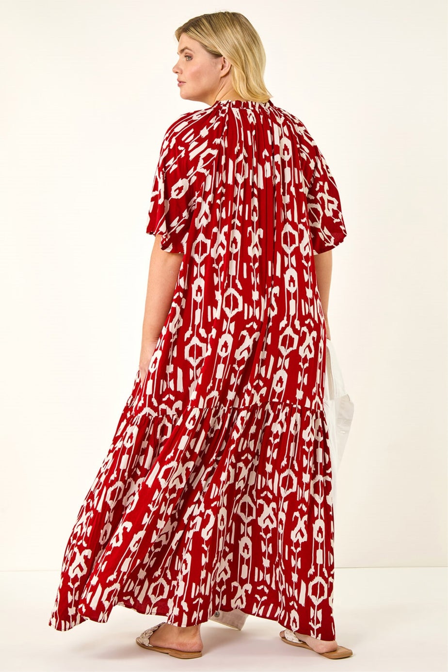 Roman Red Curve Printed Woven Maxi Dress