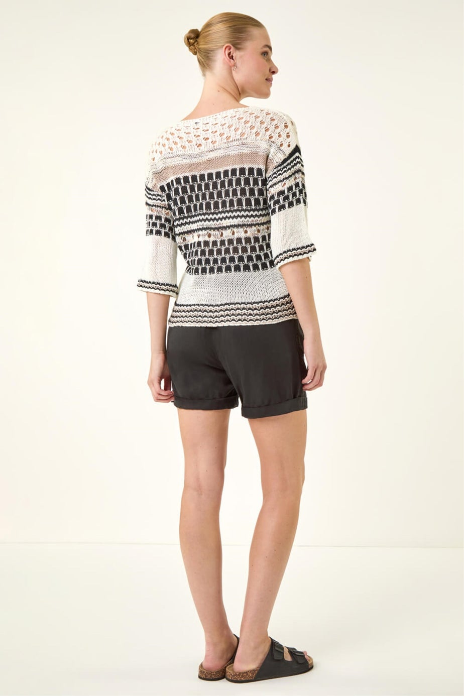 Roman Black Textured Abstract Knit Jumper