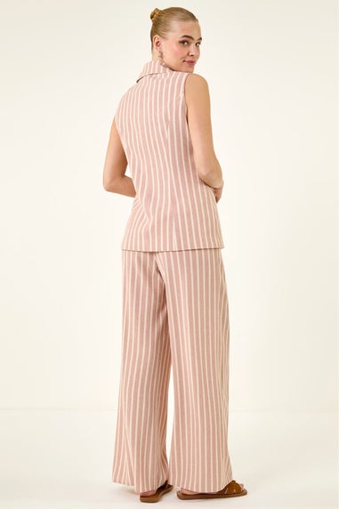 Roman Pink Stripe Longline Waistcoat