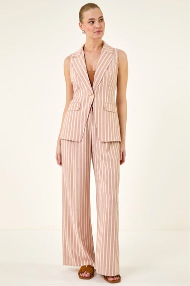 Roman Pink Stripe Longline Waistcoat