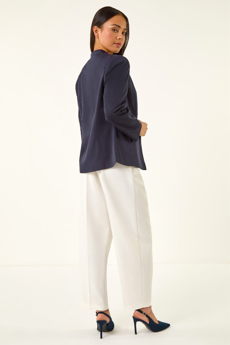 Roman Navy Petite Pocket Ponte Blazer