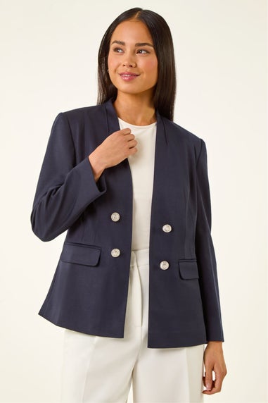Roman Navy Petite Pocket Ponte Blazer