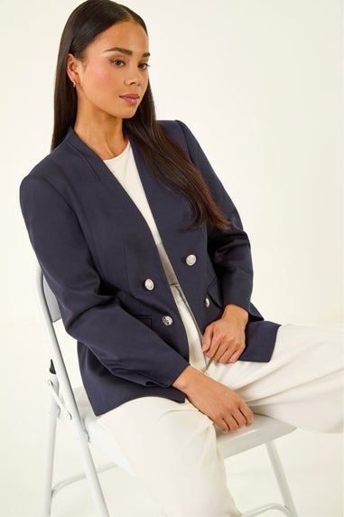Roman Navy Petite Pocket Ponte Blazer