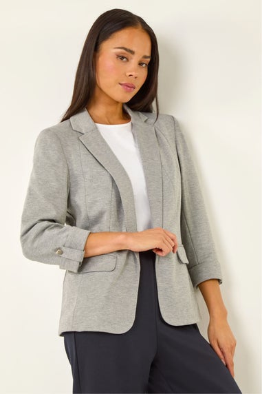 Roman Grey Petite Pocket Ponte Blazer