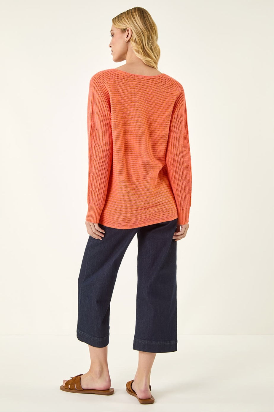 Roman Orange V-Neck Boyfriend Knit Jumper