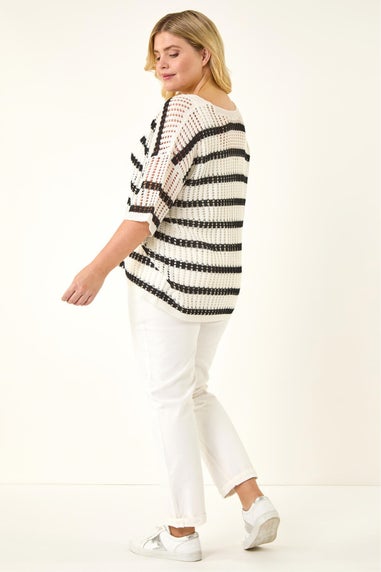 Roman Black Curve Crochet Knitted Top