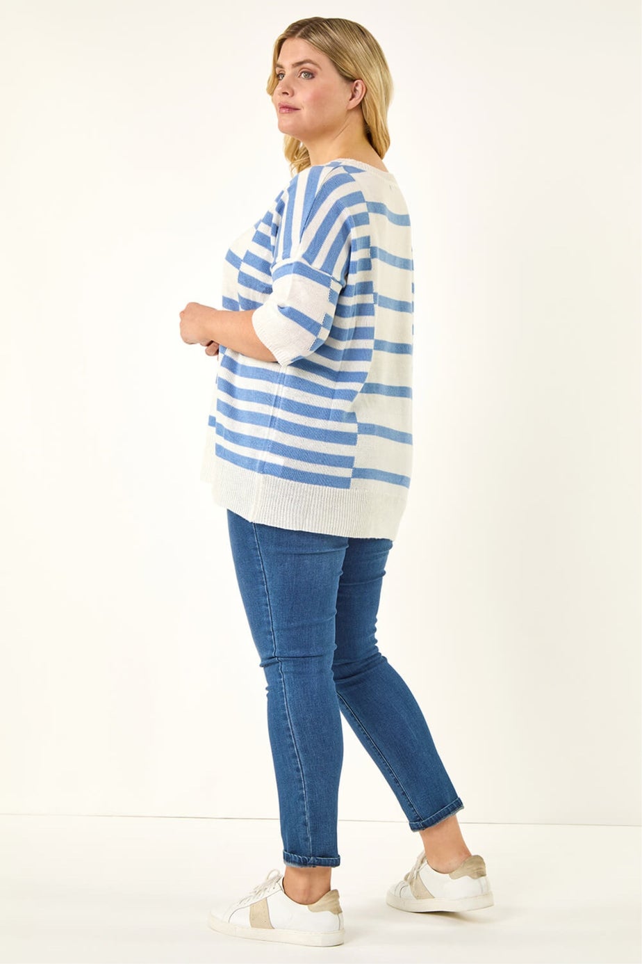 Roman Blue Curve Stripe Knit Jumper
