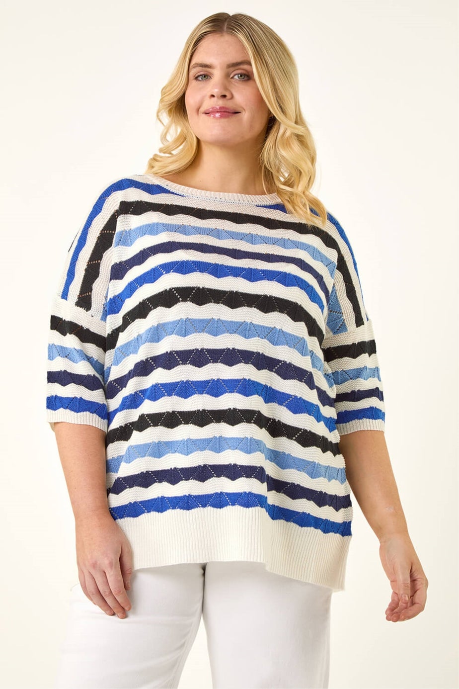 Roman Blue Curve Wave Stripe Jumper