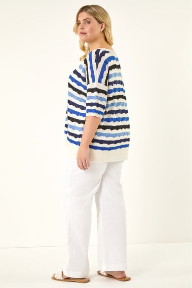 Roman Blue Curve Wave Stripe Jumper