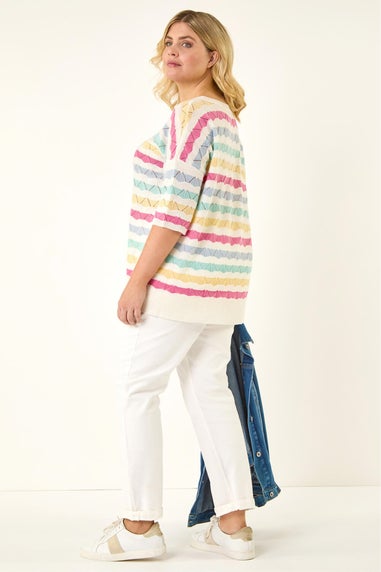 Roman Light Blue Curve Wave Stripe Jumper