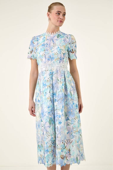 Roman Blue Watercolour Lace Dr