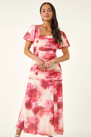 Roman Pink P Ruched Dress
